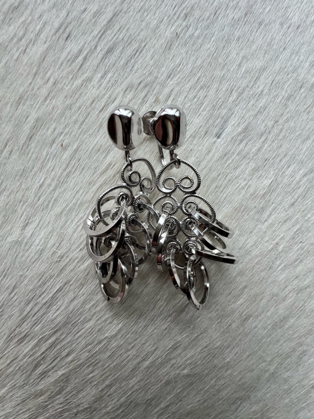 VINTAGE CORO MULTI HOOP DANGLE CHANDELIER SCREW BACK EARRINGS